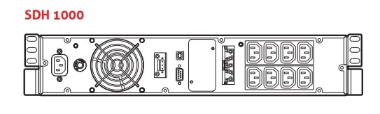 Z�lo�n� zdroj UPS Sentinel Dual SDH 1000 A3 v�stupn� konektory n�kres